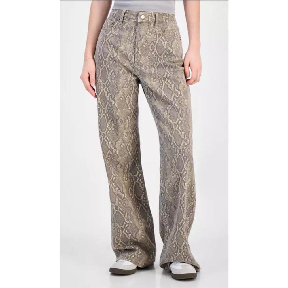 Tinseltown  Juniors' Snake Print Wide-Leg Jeans Size 3